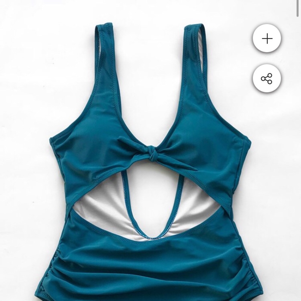 Cupshe MOODY BLUE FRONT-KNOT ONE-PIECE SWIMSUIT